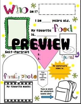 Preview of Who Am I? Fun Student Personality Poster