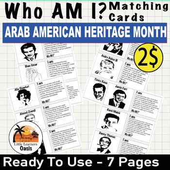 Preview of Who Am I? Matching Cards - "Arab American Heritage Month Matching Cards" | Game
