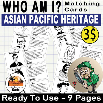 Preview of Who Am I? Matching Cards - "Asian Pacific American Month Matching Cards" | Game
