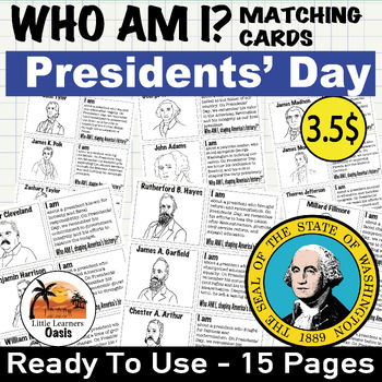 Preview of Who Am I? Matching Cards - "Presidents day Matching Cards" | Game