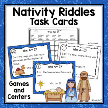 Preview of THE FIRST CHRISTMAS Nativity Task Card Riddles