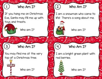 Christmas Riddles Task Cards - Who Am I? Read and Write the Room by ...