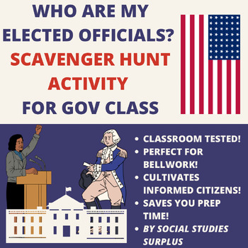 Preview of Who Are My Elected Officials?  - Scavenger Hunt for Government Class