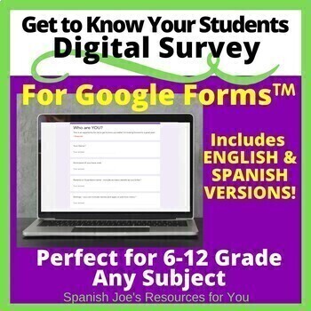 Preview of Who Are You? English & Spanish Back to School Survey - for Google Forms™