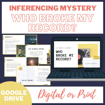 Preview of Who Broke My Record - Inferencing Mystery (Digital or Print)
