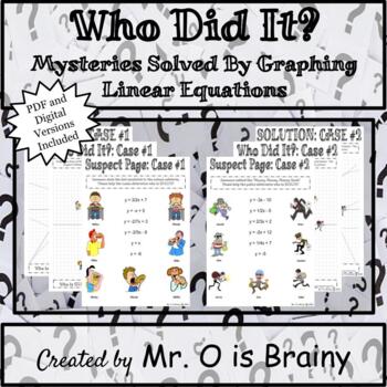 Preview of Who Did It?: Eight Mysteries Solved By Graphing Linear Equations (PDF & Digital)