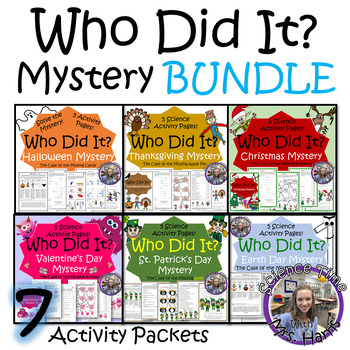 Preview of Who Did It? Holiday Science Mystery Activity Packet BUNDLE