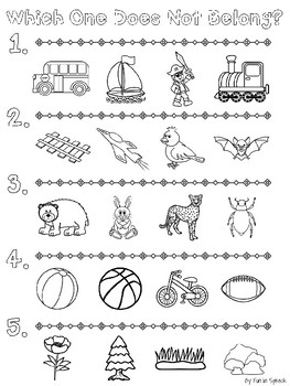 Print & Go Worksheets for Exclusion & Categorization by Fun in Speech