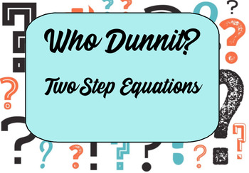 Preview of Who Dunnit? Two Step Equations Activity