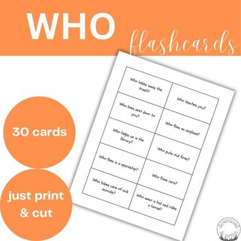 Preview of Wh Question Flashcards (who) - Speech Therapy Activity