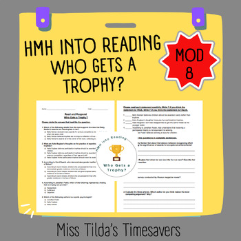 Preview of Who Gets a Trophy? - Grade 6 HMH into Reading