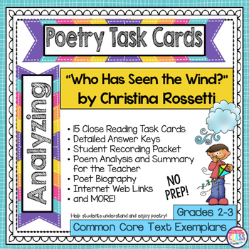 Preview of Who Has Seen the Wind? by Christina Rossetti  Poetry Analysis Task Cards