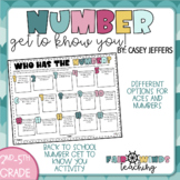 Who Has the Number - Getting to Know You Math Activity - B