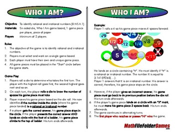 Preview of Who I Am - 8th Grade Math Game [CCSS 8.NS.A.1]