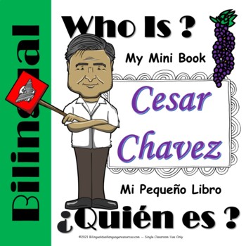 Preview of Who Is Cesar Chavez? Mini Book (Bilingual English and Spanish)