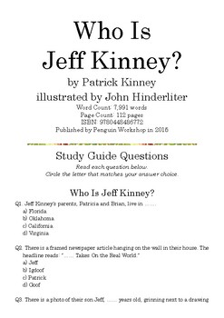 Preview of Who Is Jeff Kinney? by Patrick Kinney; Multiple-Choice Study Guide Quiz