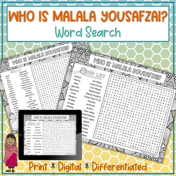 Preview of Who Is Malala Yousafzai Word Search Puzzle Activity