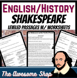 Who Is William Shakespeare : Leveled Passages W/Worksheets