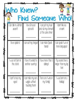 Who Knew? Find Someone Who! by Danielle Frazier | TpT