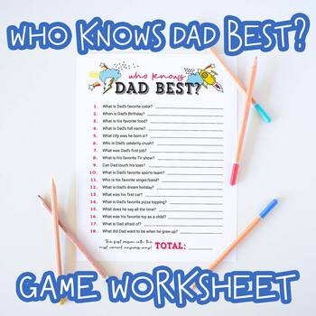Preview of Who Knows Dad Best Game | All About My Dad Father's Day Questionnaire Activity