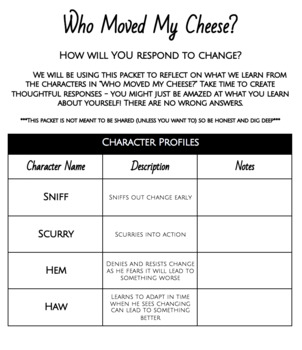 Who Moved My Cheese? For Teens Book Study Activities by Miss Borsani
