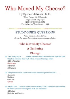 Preview of Who Moved My Cheese by Spencer Johnson, M.D.; Multiple-Choice Quiz w/Ans Key