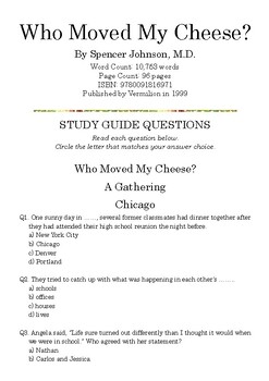 Preview of Who Moved My Cheese by Spencer Johnson, M.D.; Multiple-Choice Quiz