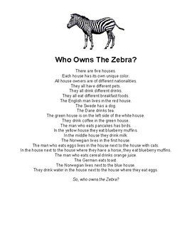 Preview of Who Owns The Zebra?