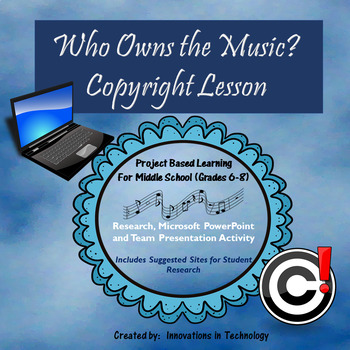 Preview of Who Owns the Music - Copyright Lesson (Team research and PowerPoint)