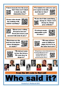 Preview of Who Said It? Famous African American Quotes QR Code Poster