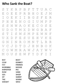 Preview of Who Sank the Boat Word Search