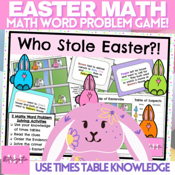 Preview of Who Stole Easter? Bunny Bandit Maths Mystery Printable Multiplication Game
