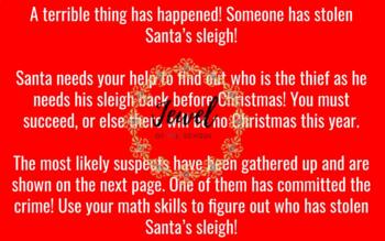 Who Stole Santa's Sleigh? Math Detectives! by Jewel of the School