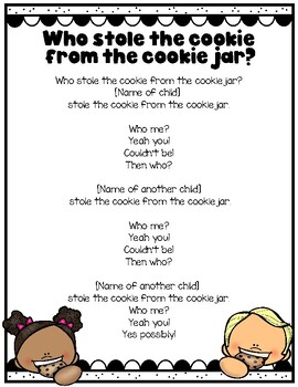 Who Stole The Cookie From The Cookie Jar? Name Game Tags