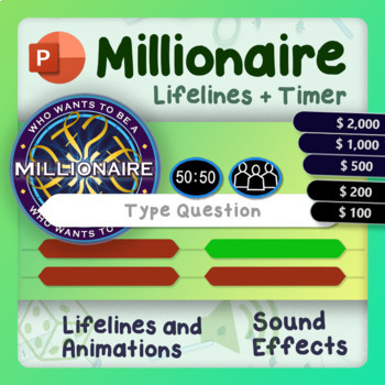 Preview of Who Wants to Be a Millionaire PowerPoint Template - Music, Lifelines, Animations