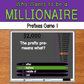 Preview of Who Wants to be a Millionaire: Prefixes (Game 1)