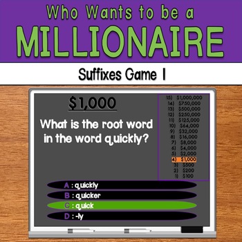 Preview of Who Wants to be a Millionaire: Suffixes (Game 1)