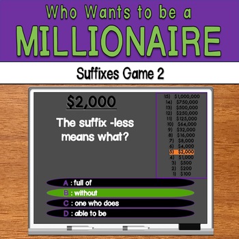 Preview of Who Wants to be a Millionaire: Suffixes (Game 2)