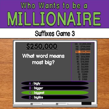 Preview of Who Wants to be a Millionaire: Suffixes (Game 3)
