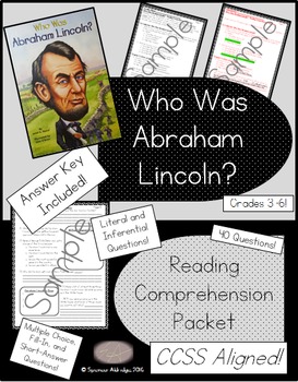 Preview of Who Was Abraham Lincoln? - Reading Comprehension Packet