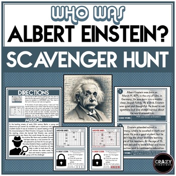 Preview of Who Was Albert Einstein SCAVENGER HUNT - Reading Comprehension - Mystery Word
