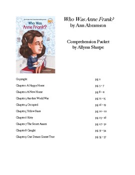 Preview of Who Was Anne Frank? by Ann Abramson Comprehension Bundle