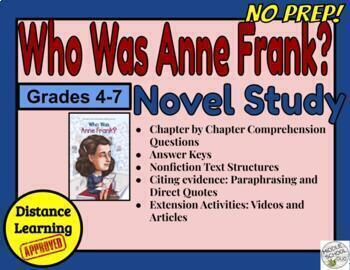 Preview of Who Was Anne Frank? by Ann Abramson Novel Study 