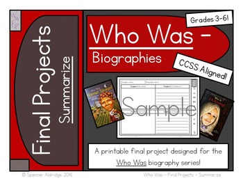 Preview of Who Was Biography Series Final Projects - SUMMARIZE Fill-in Graphic Organizer