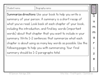 Who Was Biography Series Final Projects - SUMMARIZE Fill-in Graphic ...