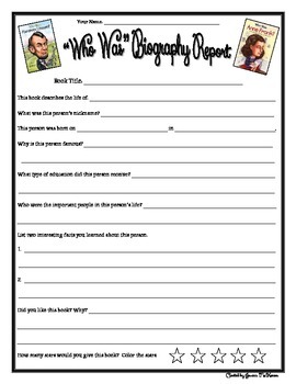 Preview of "Who Was... Book Series" Biography Report Form