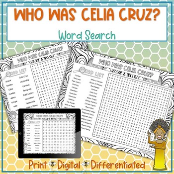 Preview of Who Was Celia Cruz Word Search Puzzle Activity