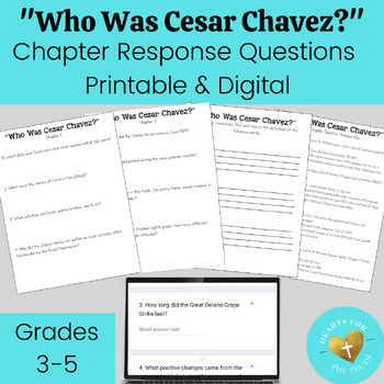 Preview of Who Was Cesar Chavez? - Novel Study Chapter Questions Printable & Digital