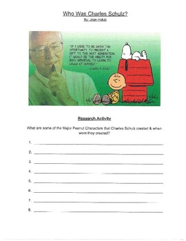 Preview of Who Was Charles Schulz? Comprehension Questions & Activities