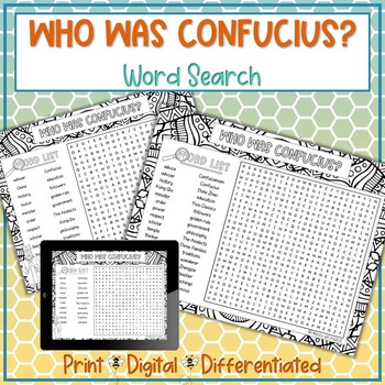 Preview of Who Was Confucius Word Search Puzzle Activity